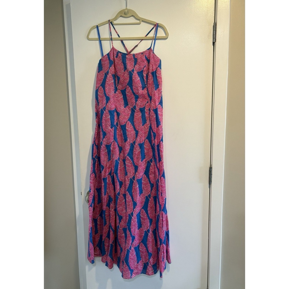 Women's Vineyard‎ Vines Full Length Spaghetti Strap Dress - Blue/Pink - Size 2